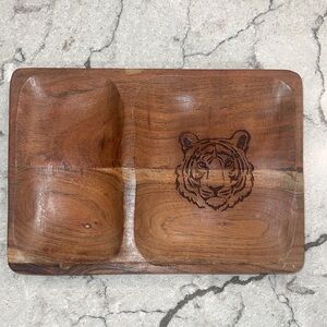 Artisan Wooden Tiger Motif Serving Tray Perfect Gift for LSU Fan, NEW